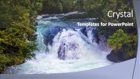  Presentation with country photo - Theme featuring seething-powerful-waterfall background and a tawny brown colored foreground