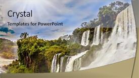  Presentation with water conservation protect nature concept - Presentation theme consisting of seething waters picturesque basaltic ledge background and a light blue colored foreground