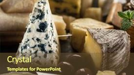  Presentation with blue cheese - Slide set featuring segments - segment of blue mould cheese background and a tawny brown colored foreground