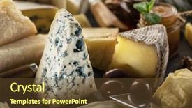  Presentation with blue cheese - Colorful presentation design enhanced with segments - segment of blue mould cheese backdrop and a tawny brown colored foreground