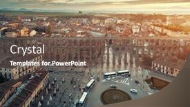  Presentation with aqueduct - Audience pleasing theme consisting of segovia-ancient-roman-aqueduct-aerial backdrop and a tawny brown colored foreground