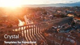  Presentation with aqueduct - Theme consisting of segovia-ancient-roman-aqueduct-aerial background and a tawny brown colored foreground