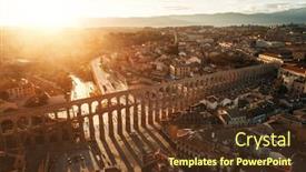  Presentation with aqueduct - Presentation with segovia-ancient-roman-aqueduct-aerial background and a tawny brown colored foreground