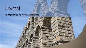  Presentation with aqueduct - PPT theme consisting of segovia architectural monument declared patrimony background and a light blue colored foreground