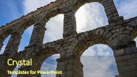  Presentation with aqueduct - PPT layouts consisting of segovia architectural monument declared patrimony background and a tawny brown colored foreground