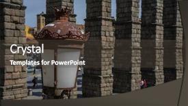  Presentation with aqueduct - Slide deck enhanced with segovia architectural monument declared patrimony background and a tawny brown colored foreground