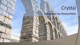  Presentation with aqueduct - Slide deck having segovia architectural monument declared patrimony background and a light blue colored foreground
