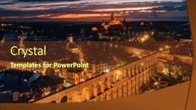  Presentation with aqueduct - Audience pleasing theme consisting of segovia-cathedral-and-aqueduct-aerial backdrop and a tawny brown colored foreground