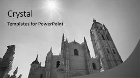  Presentation with roman style - Presentation theme featuring segovia cathedral is a gothic background and a light gray colored foreground
