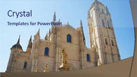  Presentation with roman style - Amazing presentation theme having segovia cathedral is a gothic backdrop and a light blue colored foreground