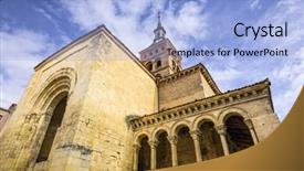  Presentation with city church - Presentation theme with segovia spain at san millan church built between 1111 and 1124 it is one of the oldest churches in the city background and a light blue colored foreground