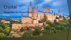  Presentation with romania history hunyad castle - Presentation design enhanced with segovia spain at segovia castle background and a light blue colored foreground