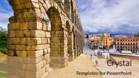  Presentation with aqueduct - Amazing presentation theme having segovia spain at the ancient roman aqueduct backdrop and a coral colored foreground