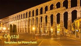  Presentation with aqueduct - PPT theme with segovia-spain-september-21-2015 background and a tawny brown colored foreground