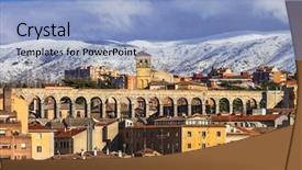  Presentation with aqueduct - Theme enhanced with segovia with roma aqueduct background and a light blue colored foreground