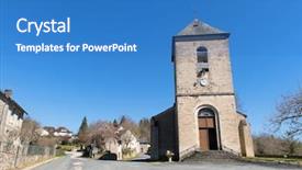  Presentation with village - PPT theme consisting of segurity - little church in village background and a  colored foreground