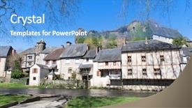  Presentation with village - Slides having segurity - little french village segur-le-chateau background and a  colored foreground