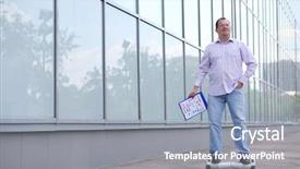  Presentation with rides - Audience pleasing PPT theme consisting of segway - man with folder rides gyroscooter backdrop and a light blue colored foreground