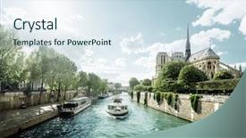  Presentation with notre dame paris france - Presentation design enhanced with seine and notre dame de background and a sky blue colored foreground