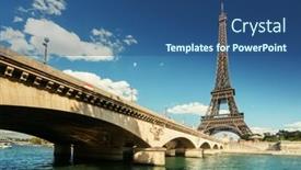  Presentation with eiffel tower - Presentation having seine-in-paris-with-eiffel background and a ocean colored foreground