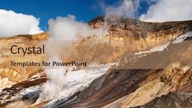  Presentation with seismic - Presentation design having seismic - active volcanic crater background and a coral colored foreground