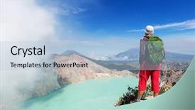  Presentation with earthquake and volcano - PPT theme consisting of seismic - hike along crater volcano ijen background and a light blue colored foreground