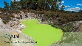  Presentation with green lake - Theme having seismic - incredibly green and highly toxic background and a yellow colored foreground
