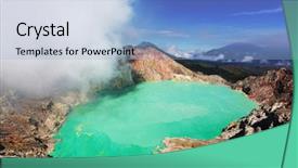  Presentation with volcano - Audience pleasing presentation theme consisting of seismic - lake in a crater volcano backdrop and a light blue colored foreground