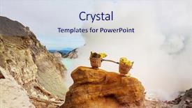  Presentation with volcano - Beautiful slides featuring seismic - lake in a crater backdrop and a sky blue colored foreground