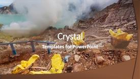  Presentation with volcano - Audience pleasing PPT layouts consisting of seismic - lake in a crater backdrop and a tawny brown colored foreground