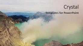  Presentation with earthquake and volcano - PPT layouts featuring seismic - lake in a crater background and a light gray colored foreground