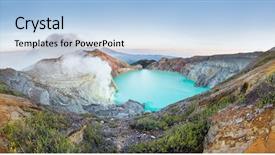  Presentation with seismic - PPT theme featuring seismic - sunrise at kawah ijen panoramic background and a light blue colored foreground