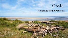  Presentation with seismic waves - Amazing PPT layouts having seismic waves - bicycles on a deserted coast backdrop and a light blue colored foreground
