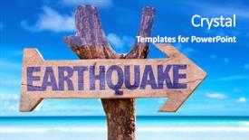  Presentation with seismic waves - Slide set featuring seismic waves - earthquake wooden sign with beach background and a cobalt blue colored foreground