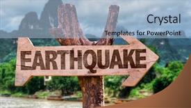  Presentation with seismic waves - Slide deck having seismic waves - earthquake wooden sign with countryside background and a light blue colored foreground