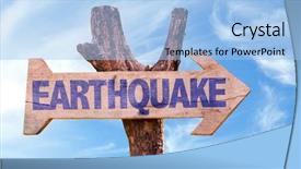  Presentation with seismic waves - Audience pleasing PPT theme consisting of seismic waves - earthquake wooden sign with sky backdrop and a light blue colored foreground