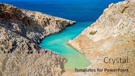  Presentation with beach - Slide set with seitan-limania-agiou-stefanou-beach background and a coral colored foreground