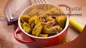  Presentation with curry - PPT layouts with seitan-stew-with-curry background and a coral colored foreground