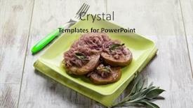  Presentation with sage - PPT layouts enhanced with seitan-with-onions-and-sage background and a soft green colored foreground