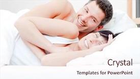  Presentation with bed - Beautiful slides featuring seks - bed lying laughing smiling young backdrop and a sky blue colored foreground