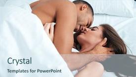  Presentation with sex - Beautiful theme featuring seks - tender young couple kissing backdrop and a sky blue colored foreground