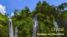  Presentation with indonesia - PPT theme consisting of sekumpul-waterfall-on-bali-island background and a tawny brown colored foreground