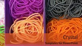  Presentation with art craft - Slide set featuring sele - colorful flexible plastic strings stored background and a red colored foreground