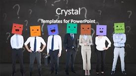  Presentation with question marks - Slides with seleccion personal - people with boxes on their background and a dark gray colored foreground