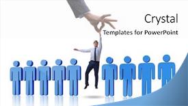  Presentation with recruitment - Presentation design enhanced with seleccion personal - recruitment concept with hand picking background and a white colored foreground