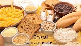 Presentation with free food - Presentation having select - selection of gluten free food background and a yellow colored foreground