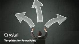  Presentation with decision making - Slide deck featuring select choice men - young businessman sitting and making background and a dark gray colored foreground