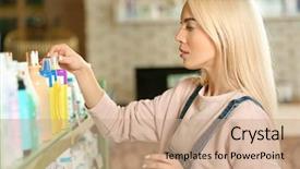  Presentation with animal - Slide deck with pretty young woman selecting animal background and a coral colored foreground