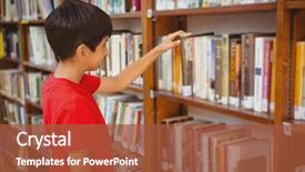  Presentation with cute - Presentation theme featuring selecting book in the library background and a red colored foreground