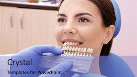  Presentation with dentist - Colorful presentation design enhanced with selection - dentist checking and selecting color backdrop and a light blue colored foreground